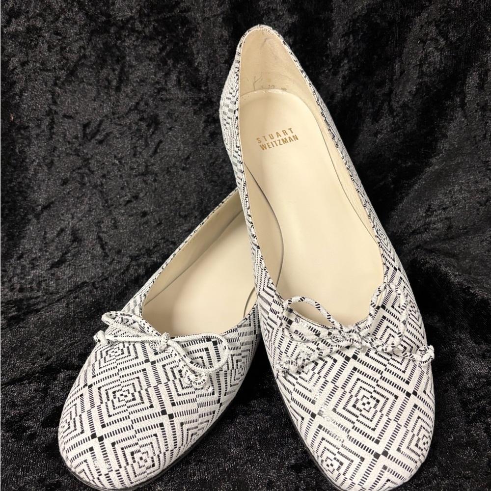 Stuart Weitzman Geometric Black and White Flats